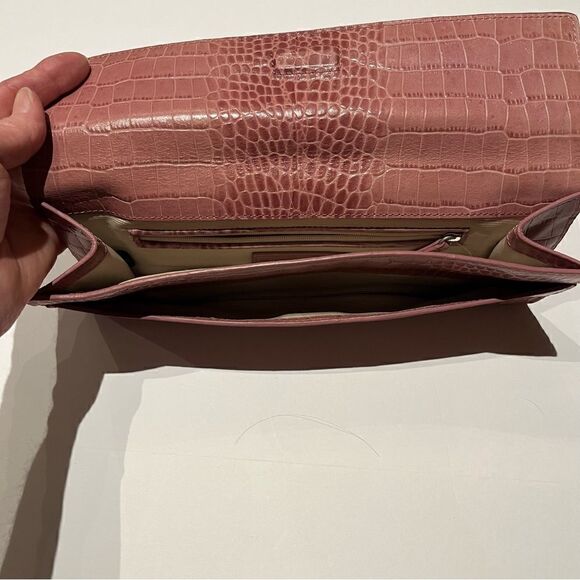 Beautiful Ann Taylor Leather Envelope Clutch Mauve Croc Embossed - Picture 4 of 13